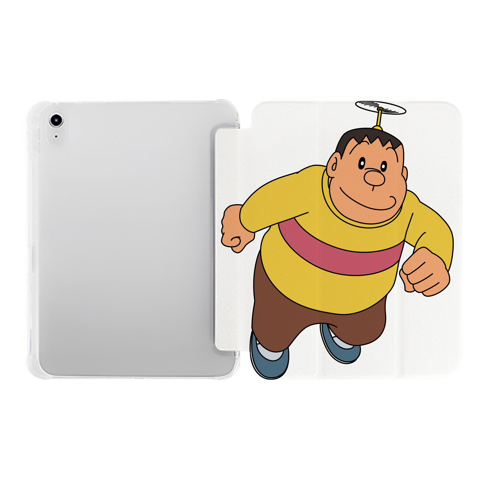（画像用） ドラえもん 剛田武 Doraemon Gouta Takeshi IPad ケース ペン収納付き 三つ折りスタンド PUレザー×シリコン 対応機種9.5/10.5/10.9インチ